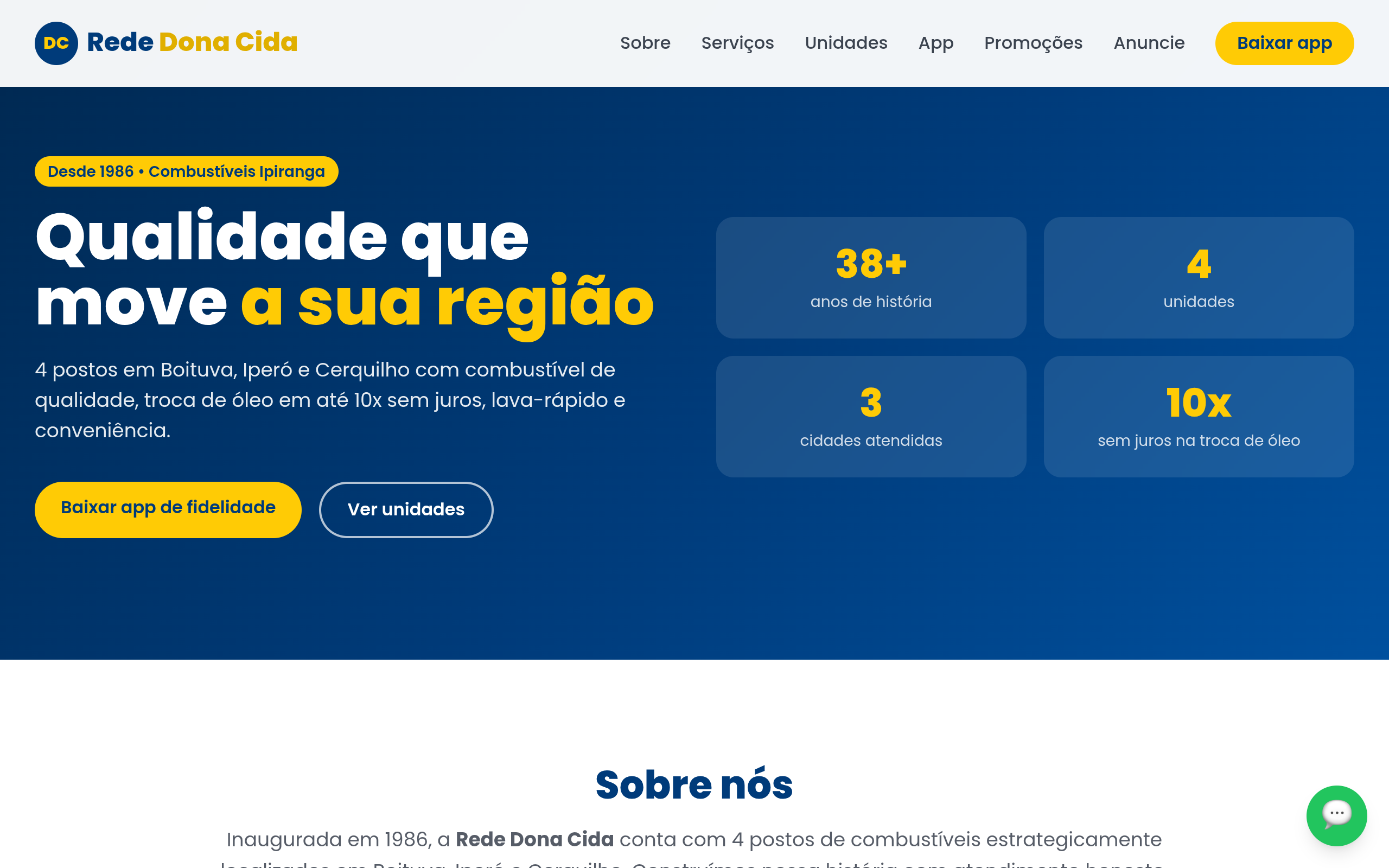 Print do site Rede Dona Cida